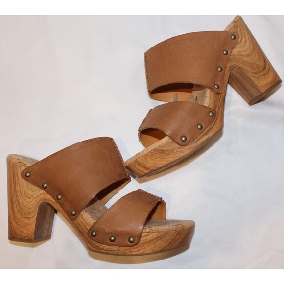 Kork-Ease‎ Women Darra Sandals Platform Block Heel Black Wood EU 39 NIB BROWN - Picture 1 of 7